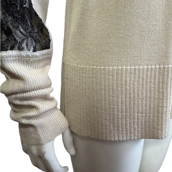 RACHEL Rachel Roy Shanghai Chic in Dove knit top with black lace yoke inset XL - Picture 4 of 13